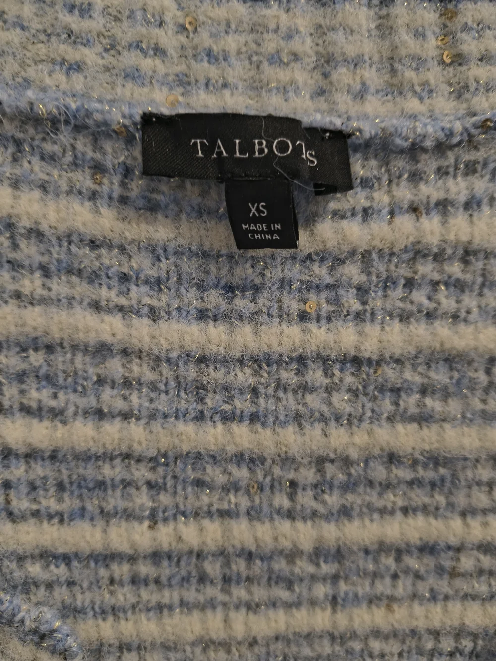 Talbots Light Blue & White Tweed Button Cardigan